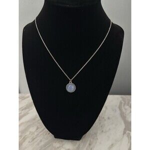 Women’s Blue Cat’s Eye Twisted Rope-Trim Pendant Necklace 11 inches